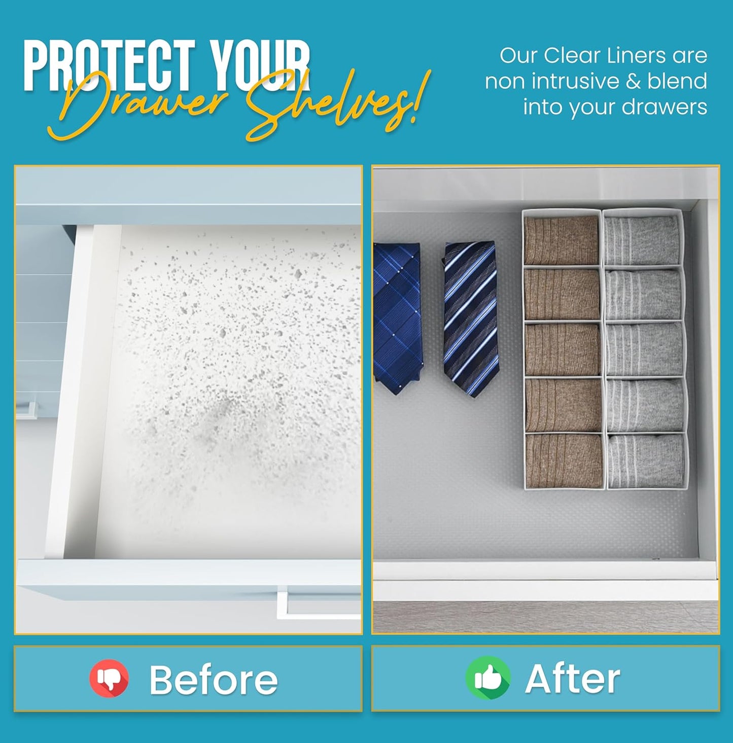 Refrigerator Liners for Shelves by Linda’s Essentials - Easy to Clean Fridge Liner with Spill Protection Fridge Shelf Liners & Drawer Liner, Nonslip BPA-Free Refrigerator Mats (Clear Roll)