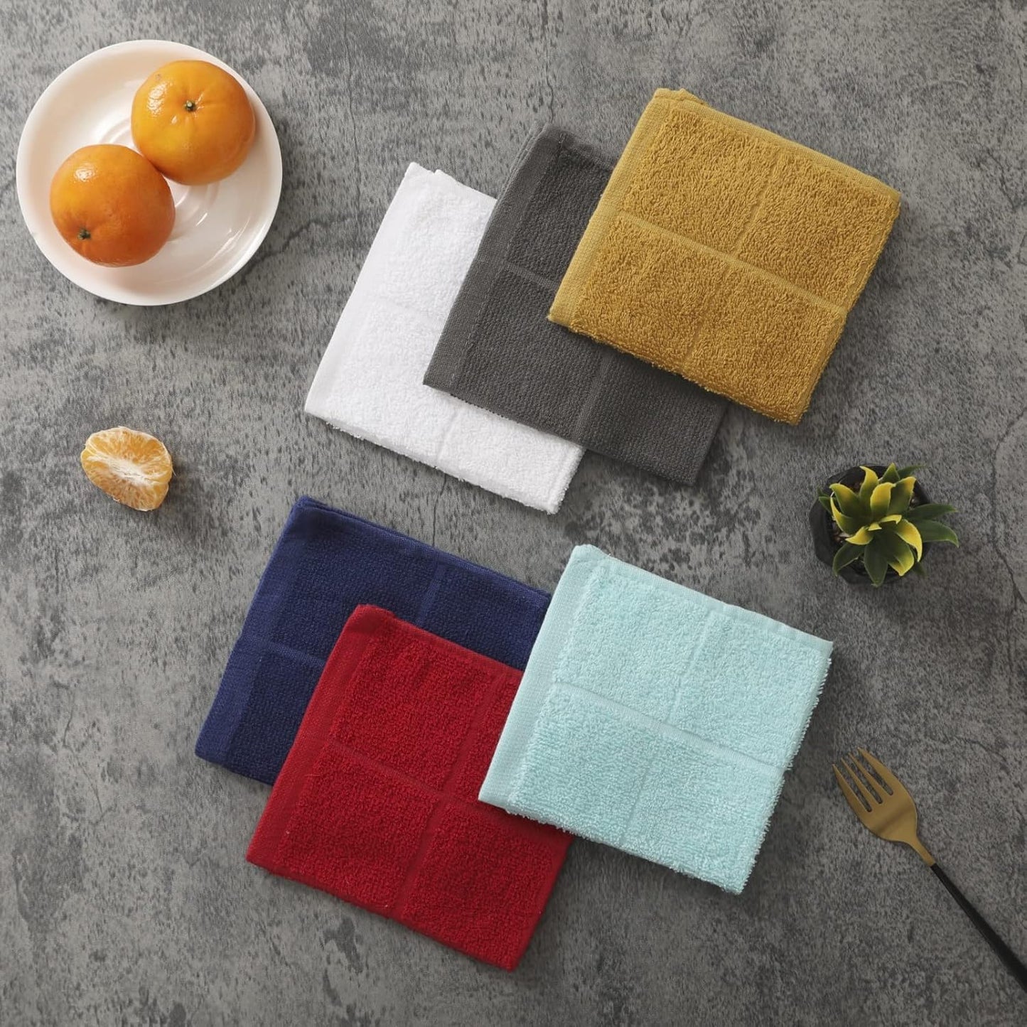 Glynniss Dishcloths Kitchen Highly Absorbent Dish Rags 100% Cotton Dish Cloths for Washing Dishes (Aqua Sky)