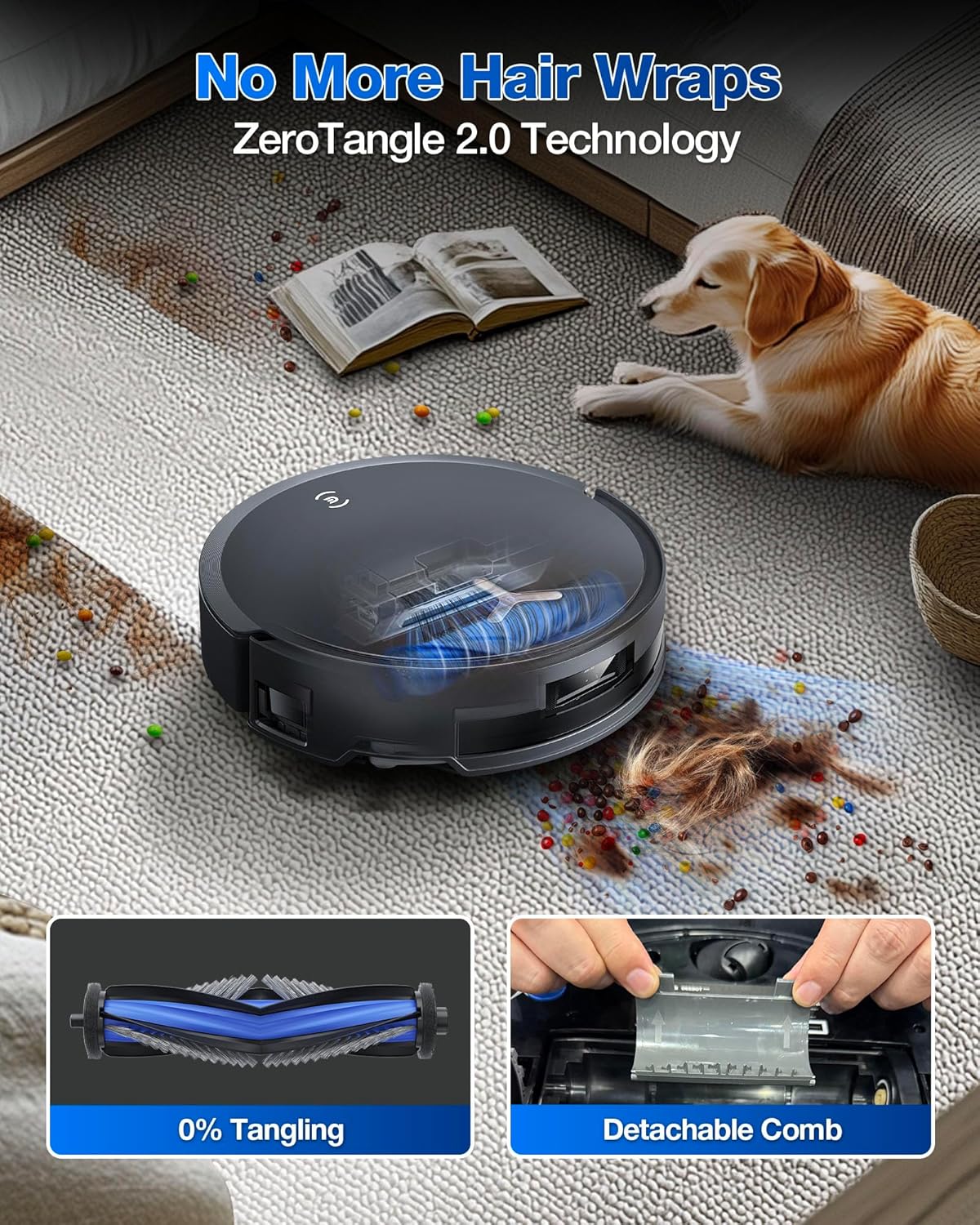 ECOVACS DEEBOT T50 MAX PRO Omni Robot Vacuum and Mop, 18,500Pa Blast Suction, 18mm Auto-Lift, ZeroTangle &TruEdge 2.0, AIVI 3.0 Obstacle Avoidance, Auto Hot Water Mop Wash/Dry/Refill, Self-Emptying