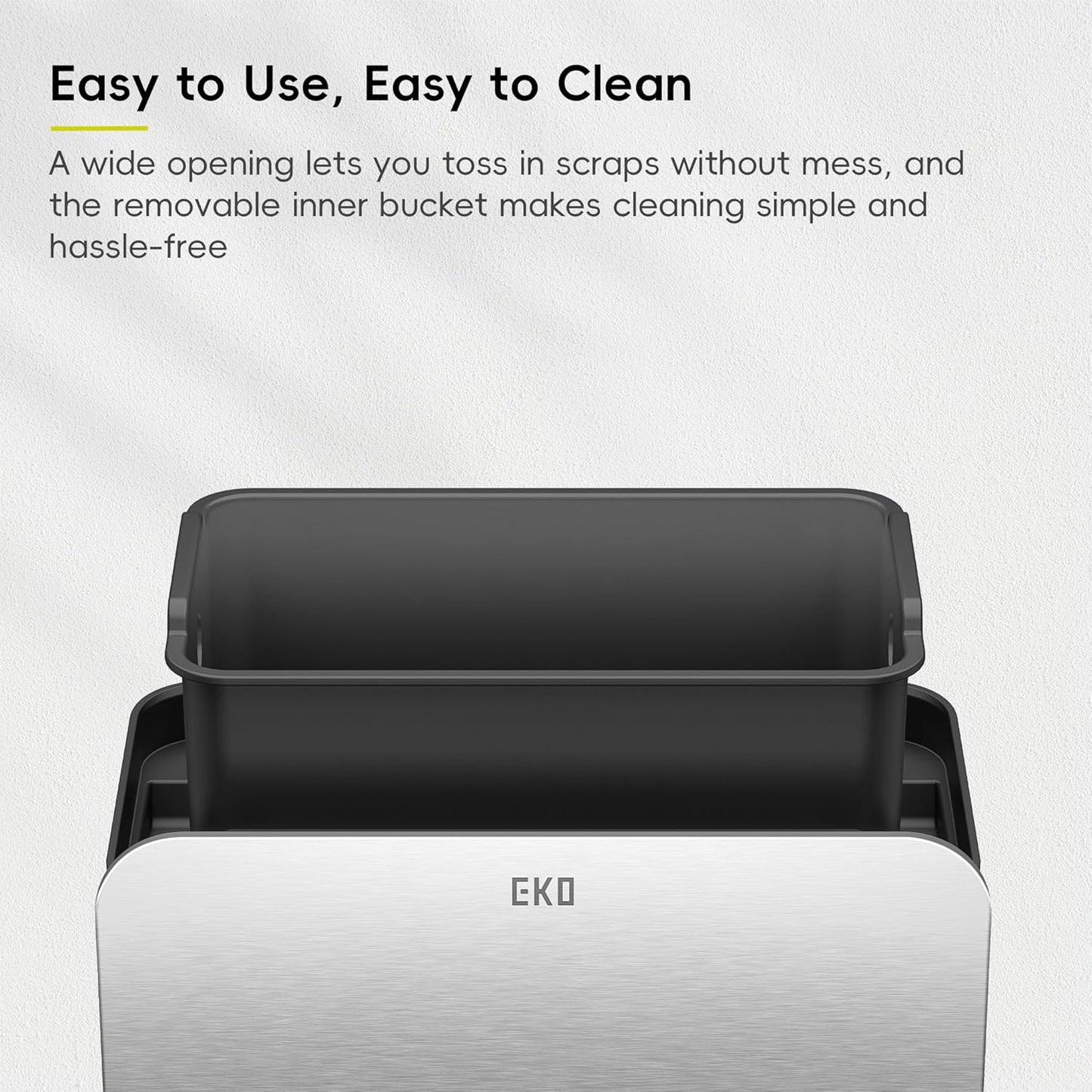 EKO Kitchen Compost Bin, 7L / 1.85 Gal Stainless Steel with Removable Inner Bucket and Deodorizer Compartment, 2-in-1 Countertop Compost Bin with Lid, Food Waste Caddy for Kitchen (Matte Black)