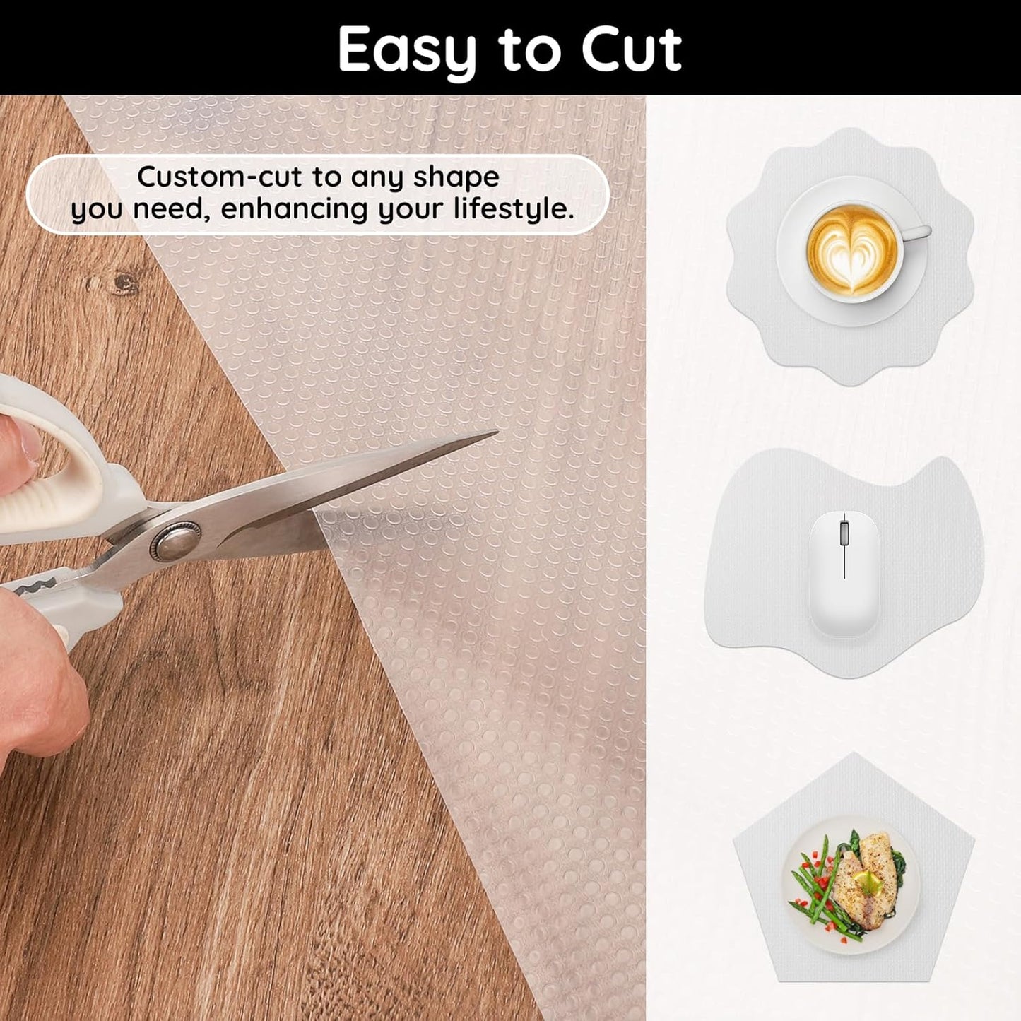 Shelf Liners for Kitchen Cabinets Non-Adhesive, 17.7" W x 118" L x 0.03" T, Fridge Liners, Non Slip for Home and Kitchen Shelf, Drawer, Cabinet, Refrigerator, Dresser, Cupboard, RV (Polka Dot)