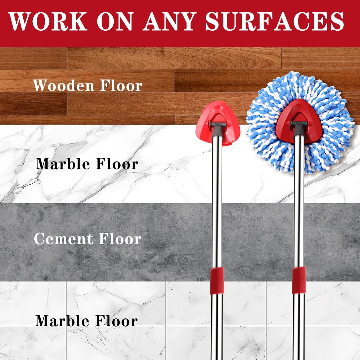 6 Pack Spin mop Replacement Head, Spin mop Scrub Brush,Microfiber Mop Refills, Easy to Replace,for Bathroom,Kitchen,Tub and Tile,Easy Cleaning,Suitable for Ocedar RinseClean 2-Tank System Spin Mop (G)