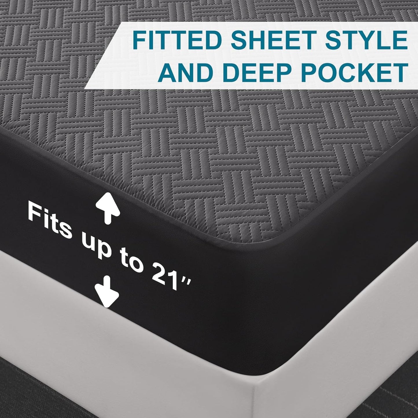 Waterproof Mattress Protector Twin XL Size - Breathable, Noiseless, Ultra-Soft Bed Cover, Mattress Pad Cover with Deep Stretchable Pockets 8"-21" (Gray)