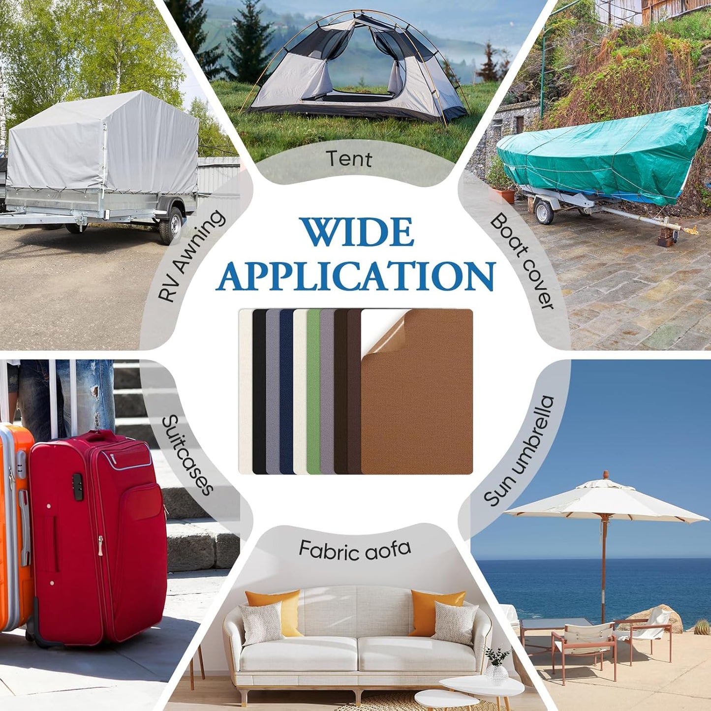 Canvas Repair Patch 5.5 x 8 Inches 6Pcs Self-Adhesive Waterproof Canvas Patch Kit for Repairing Tents,Sofas,Boat Covers,Camping Chair,Awnings,Car Seats.(Army Green)