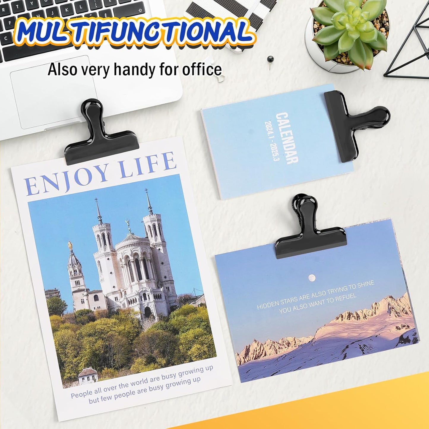 VNDUEEY 12 Pack Stainless Steel Chip Clips, Bag Clips for Food, Heavy Duty Chip Clip for Kitchen and Office to Seal Coffee Bags, Paper Sheets, Metal Clip Air Tight Seal-3 Inches, Black