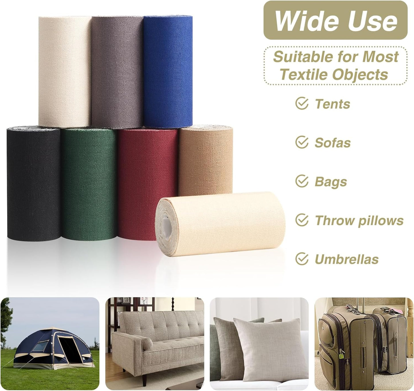 Canvas Repair Tape 4×70 Inch Waterproof Self-Adhesive Fabric Repair Patch for Repairing Boat Covers,Tents,Patio Umbrellas,Car Seats,Luggage,Sofas.(Beige Yellow)