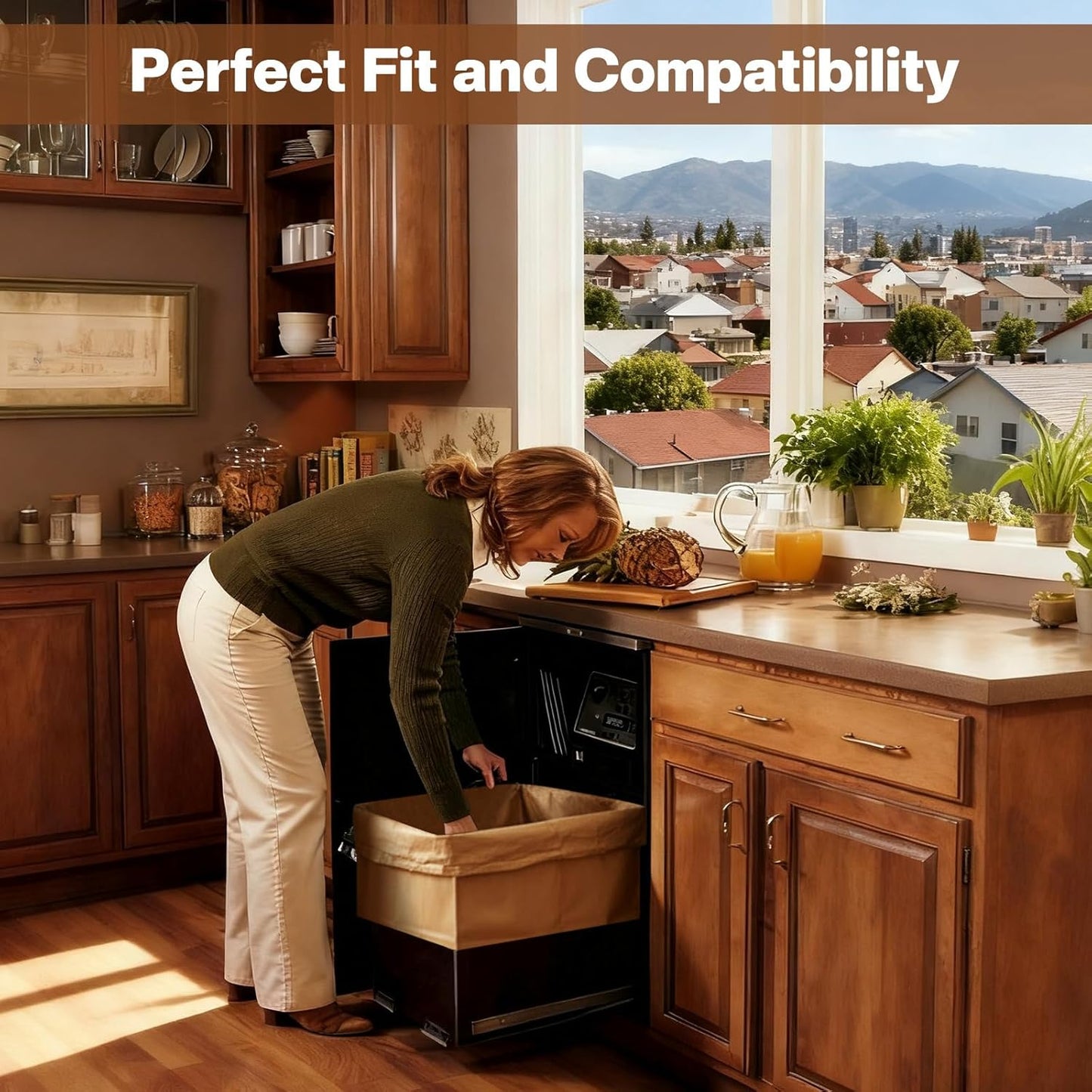 30 Pcs Trash Compactor Bags for Kitchen Pre-Cuffed Heavy Duty Kraft Paper Compactor Bags with Waterproof Liner Reinforced Bottom for Kitchen Use, 20.47 x 15.75 x 8.66"