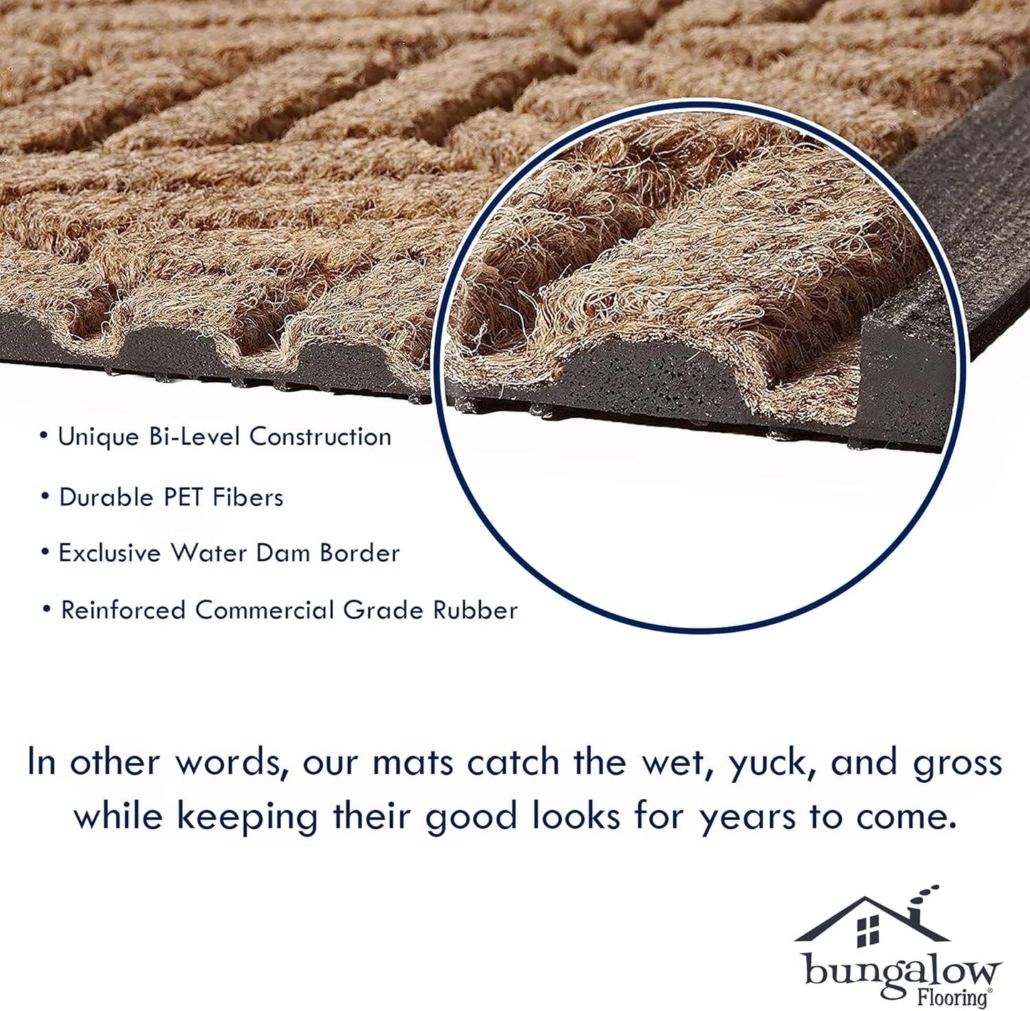 WaterHog Heavy Duty Doorway Mat, 3' x 5', Made in USA, Durable & Skid-Resistant Entryway Mat, Water-Trapping, Indoor/Outdoor Decorative Floor Covering, Cordova Collection, Dark Brown