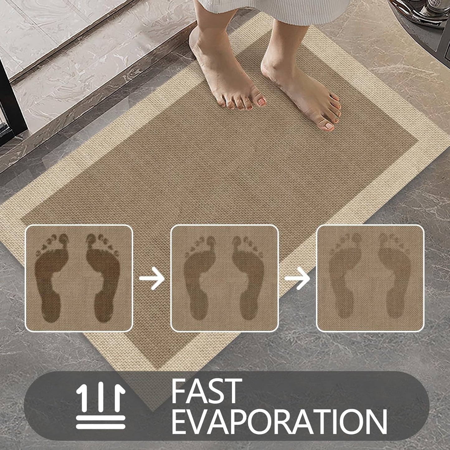 Ultra Thin Door Mat Indoor Entrance, 1/10 in Thin Door Mats for Inside Entry, Non-Slip Rubber Backing Washable Doormat, Fade Resistant, Absorbent, Low Profile Dirt Trapper, 35"X24",Brown