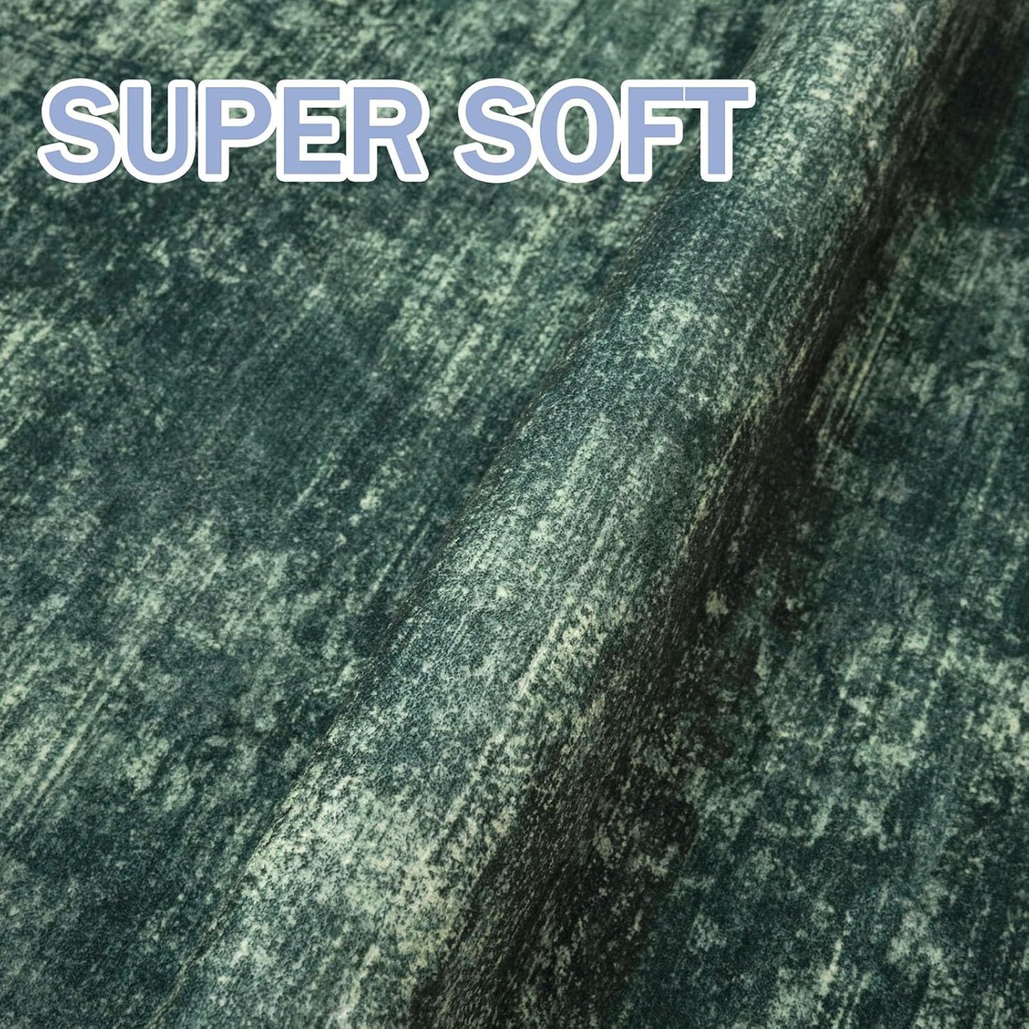 IOHOUZE Abstract Area Rug 4x6 Ft Washable Rugs for Entryway Indoor, Non Slip Small Living Room Rugs Printed Faux Wool Throw Rug, Floor Carpet for Kitchen Nursery Playroom, Dark Green