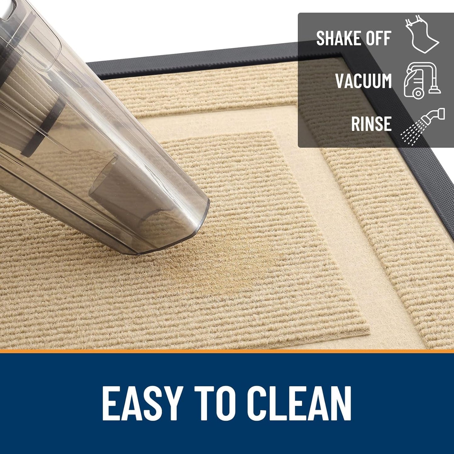 OLANLY Front Door Mat Indoor Outdoor Entrance, Waterproof All-Season, All-Weather Doormat, Sturdy Natural Rubber, Fade Resistant, Low Profile, Easy Clean Patio Porch Entryway Mat, 59x20, Beige