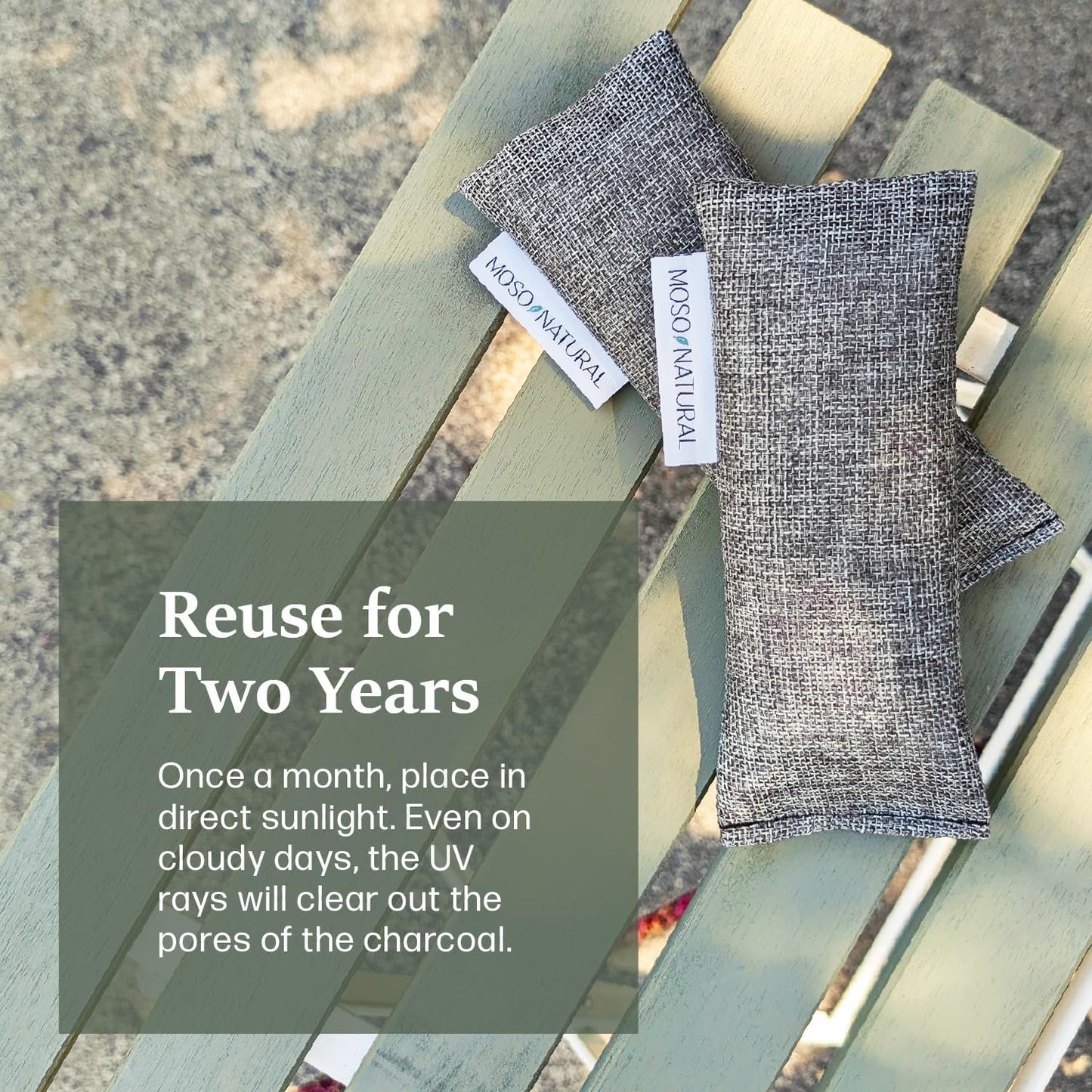 Moso Natural Shoe Deodorizer Inserts, Charcoal Odor Absorber for Shoes, Gym Bag & Boot Deodorizer, Long-Lasting Shoe Odor Elimination, Unscented Air Purifying Bags (Two Per Pack)