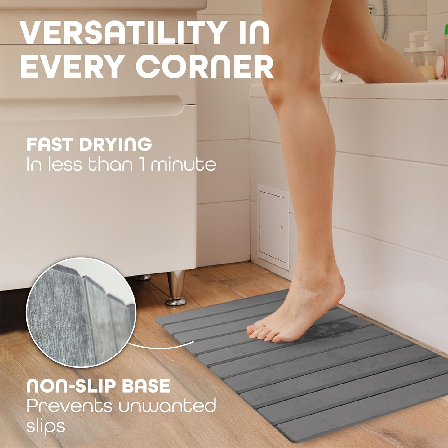 Large Stone Dish Drying Mats for Kitchen Counter, Foldable Quick Drying Mats, Eco-Friendly, diatomaceous earth bath mat, tapete de piedra absorbente para cocina 24" L x 16" W Inches (DARK GREY, LARGE)