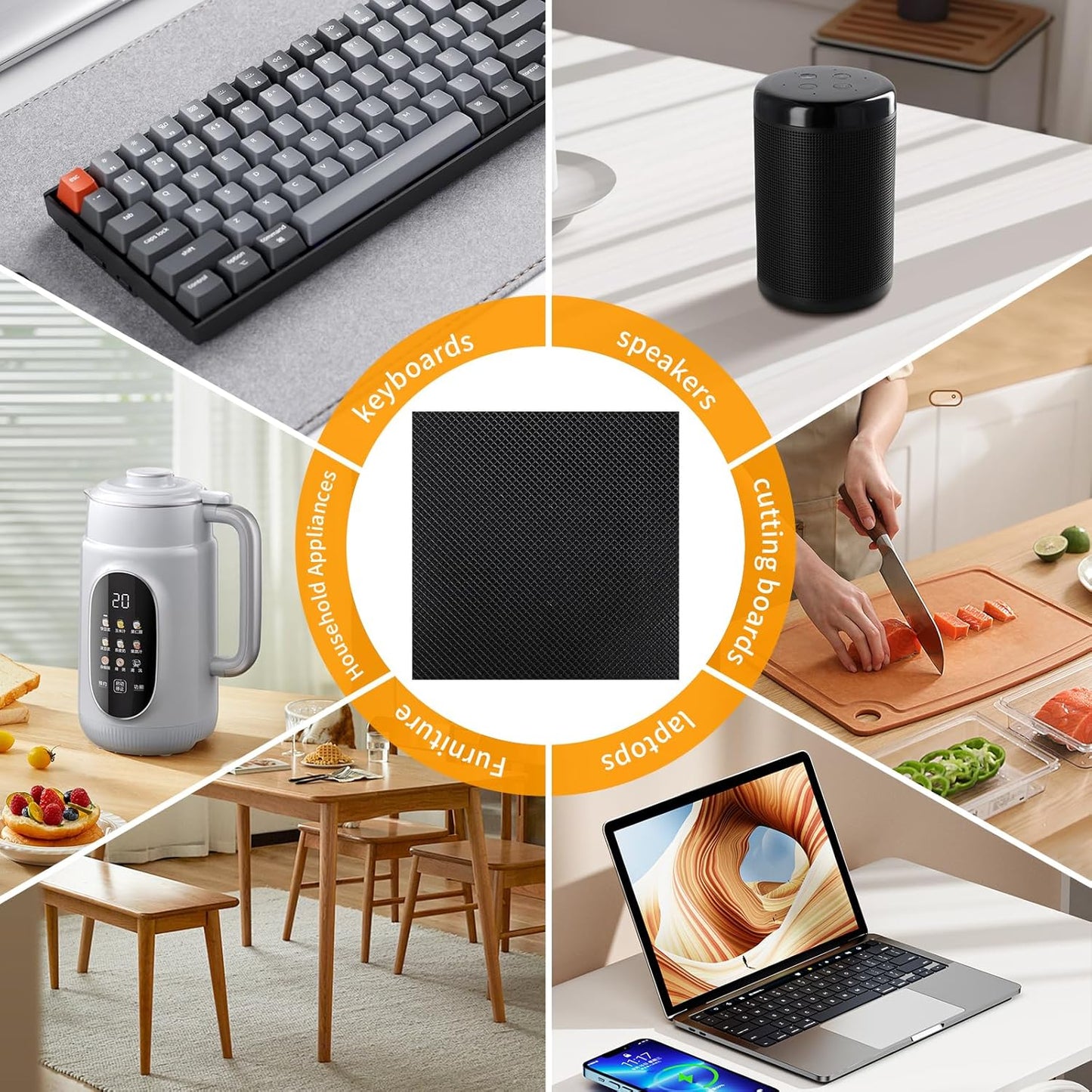 CHUNZEXI Non Slip Furniture Pads 6 PCS 5" x 4", Self Stick Rubber Grippers for Furniture Legs, Anti Skid & Floor Protection, Prevent Scratches & Sliding