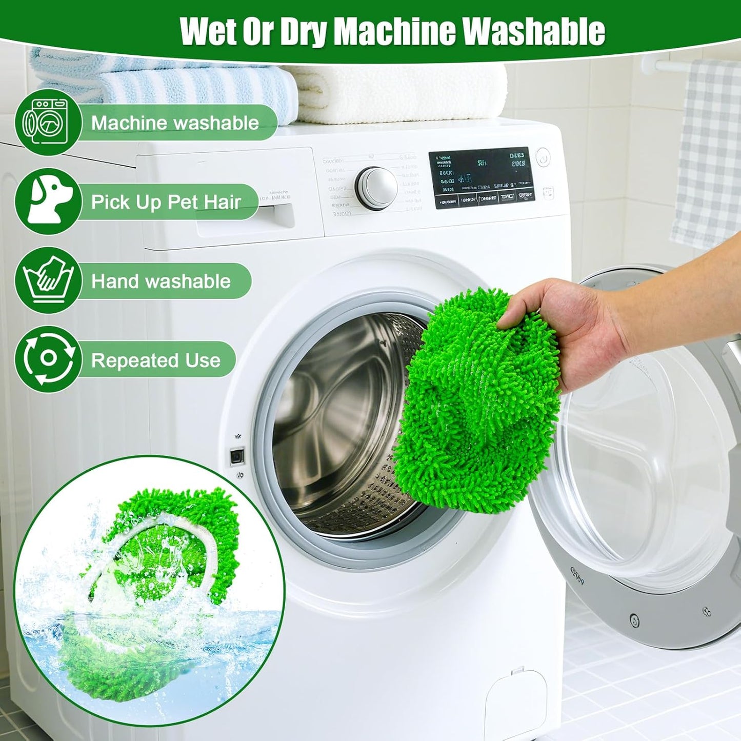 5 Pack Wet Mop Pads Refills for Swiffer Sweeper Mop Microfiber Reusable Replacement Mopping Pad for Surface Hardwood Floor Cleaning Mops Pads