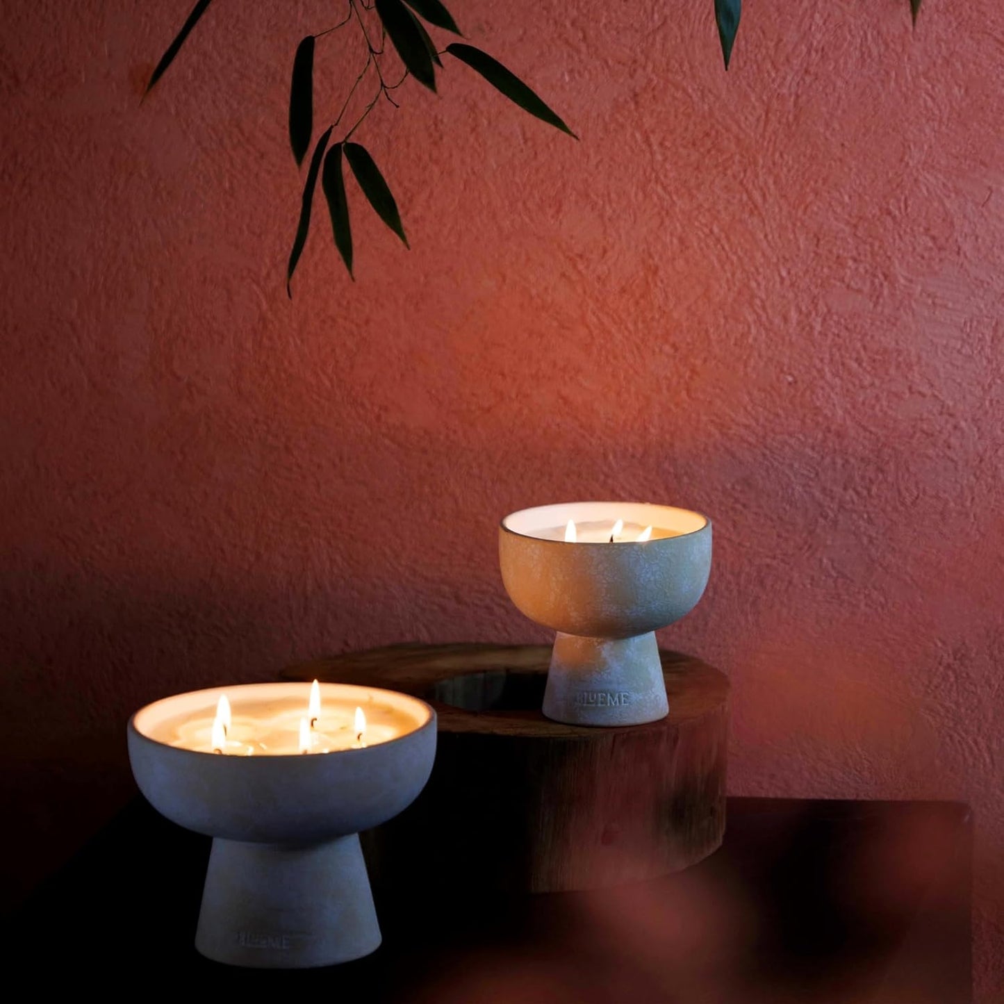 New BLUEME Wellness Candle Wax Refill, Contains Essential Oil, Sustainable, Hand Finished, Hand Poured, Premium, Luxury Ceramic, Natural Cotton Wick (24oz, Oakmoss & Sandalwood)