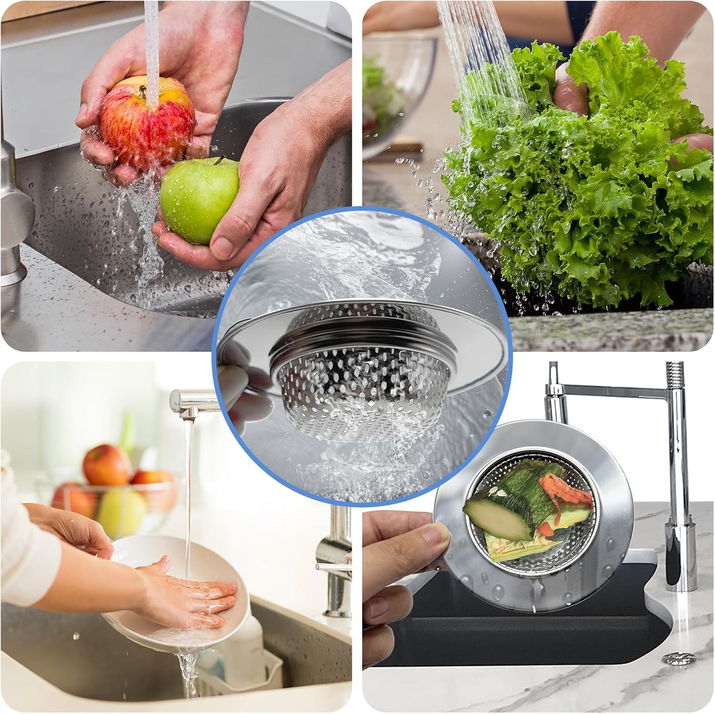 Stainless Steel Drainage Basket, Corner Sink Filter Basket,4.5-inch Sink Drainage Filter and Faucet Hanging Stainless Steel Drainage Basket, Kitchen Sink Drainage Filter, Sink Drainage Filter(2Pcs)