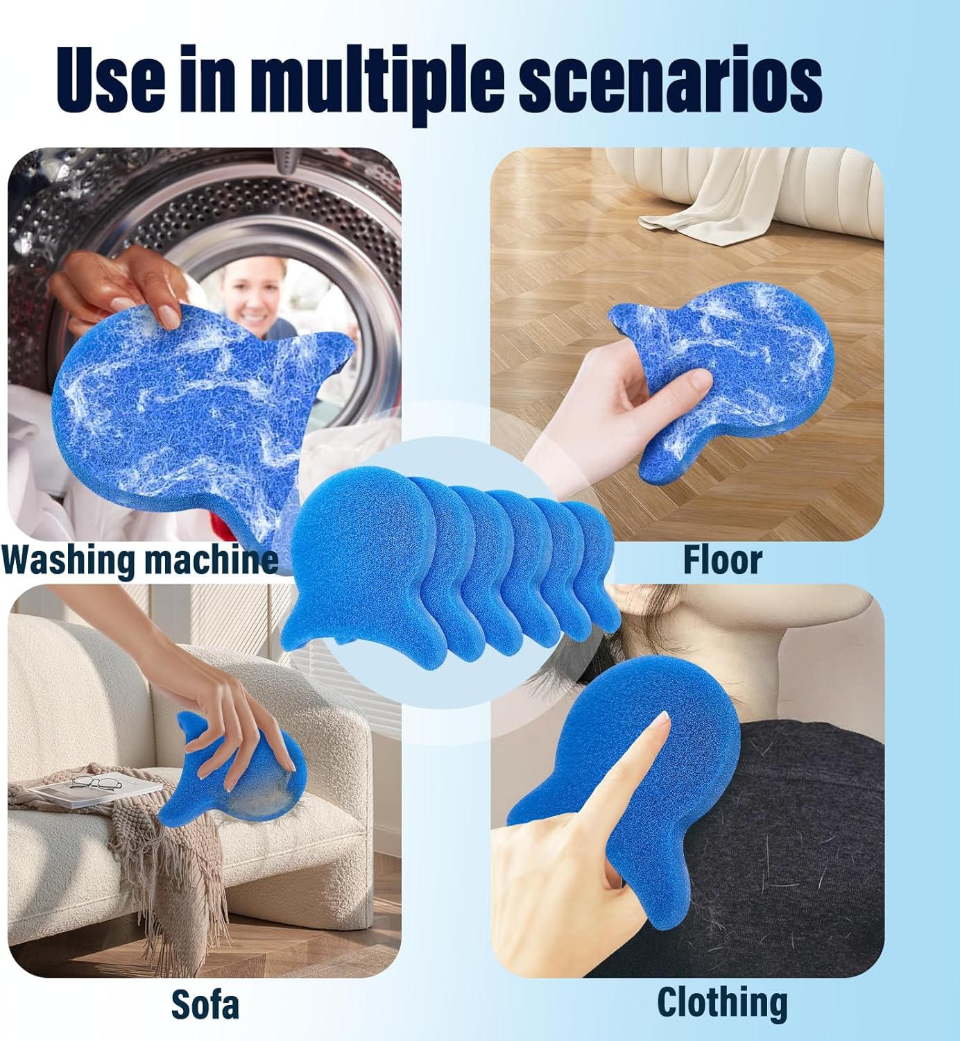 Pet Hair Remover for Laundry, Reusable Dog & Cat Hair Remover Tool, Effectively Removes Pet Hair, Lint and Dander from Bedding and Clothing, Suitable for Washing Machines, Dryers 8PCS