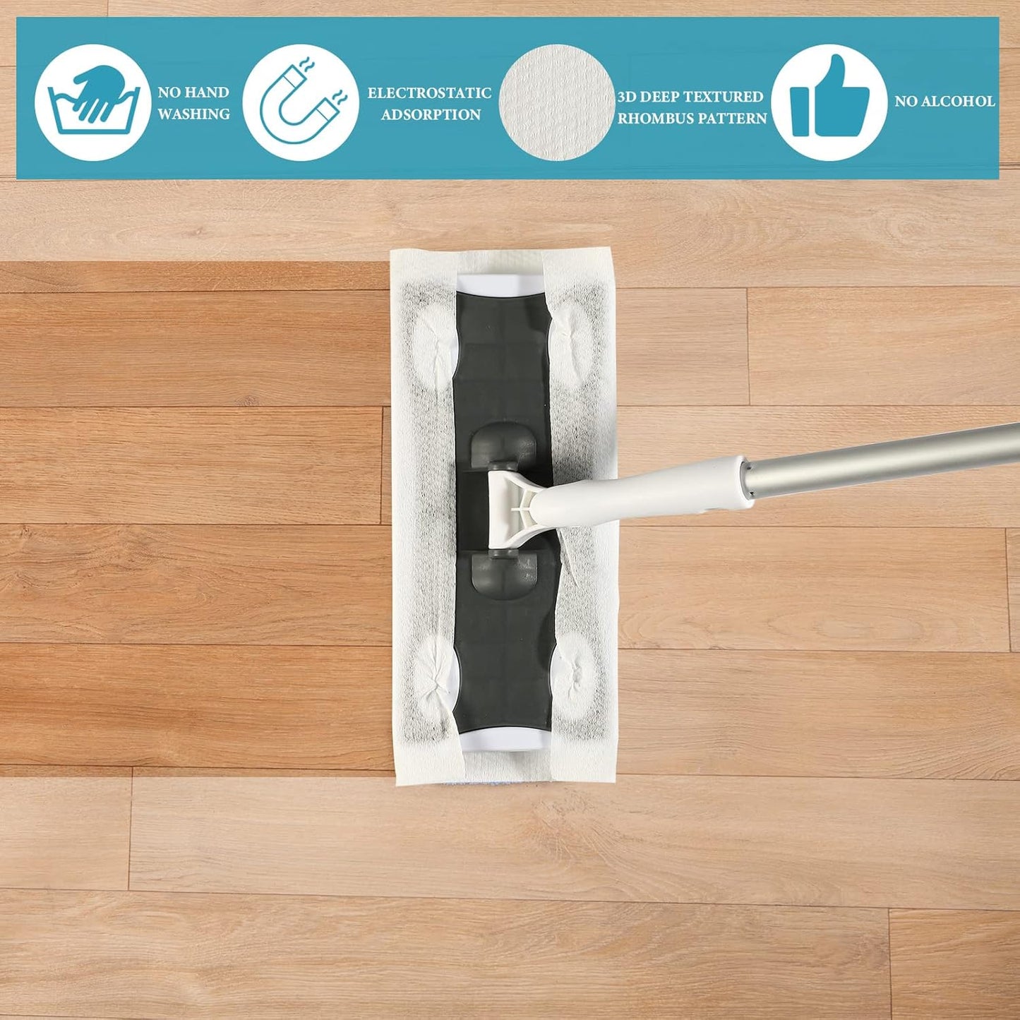 Wet Mop Pads Refills for Floor Cleaning Sweeper Wet Refills Disposable Moist Mopping Cloth Wipes for Wood Hardwood Tile(300 Pcs)