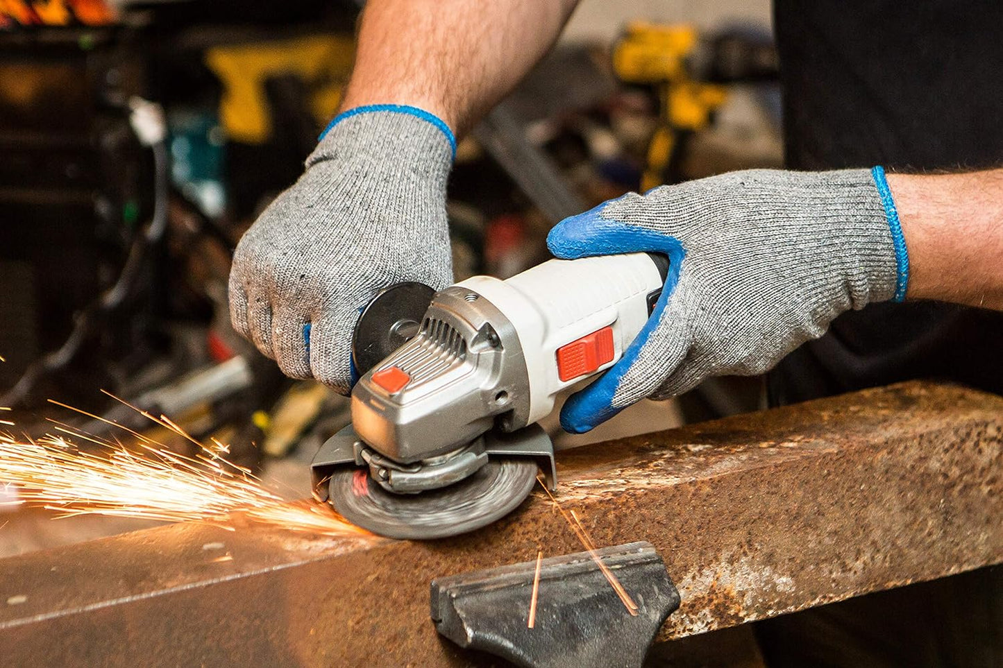 G & F Products - 3100XL-10 120 Pairs X-Large Rubber Latex Double Coated Work Gloves for Construction, gardening gloves, heavy duty Cotton Blend Blue