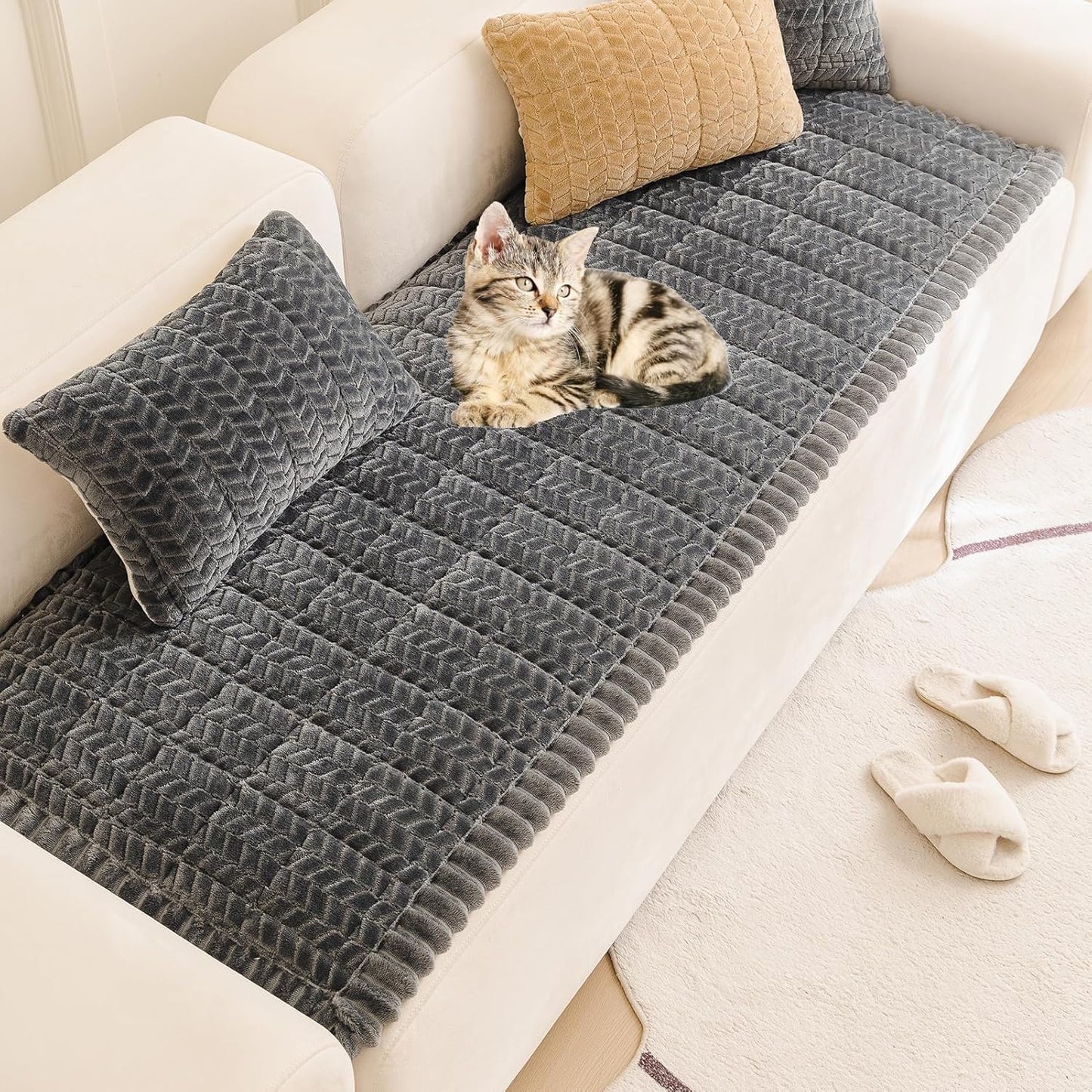 Mivnue Pet Couch Cover Protector Sofa Covers for Pets Washable Non Slip Couches and Sofas Dog Mat (Dark Grey, 27.6" x 70.9")