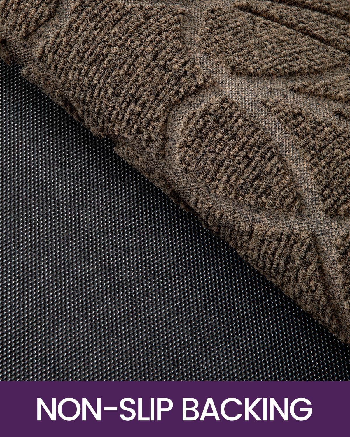 DEXI Front Door Mat Outside Entrance, Heavy Duty Non Slip Low Profile Doormat for Entryway, Trap Dirt and Moisture Welcome Mats, Easy Clean, Patio, Garage, 5x3, Brown