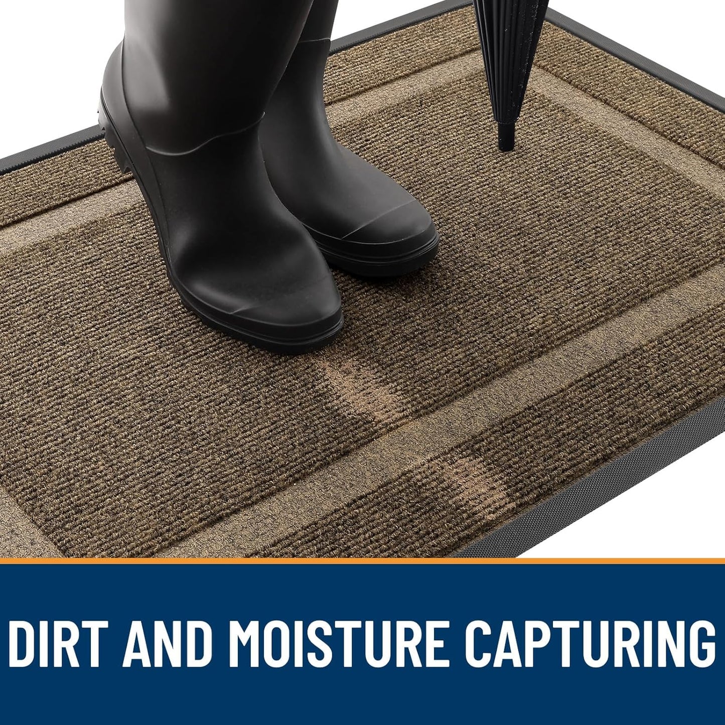 OLANLY Front Door Mat Indoor Outdoor Entrance, Waterproof All-Season, All-Weather Doormat, Sturdy Natural Rubber, Fade Resistant, Low Profile, Easy Clean Patio Porch Entryway Mat, 36x24, Brown