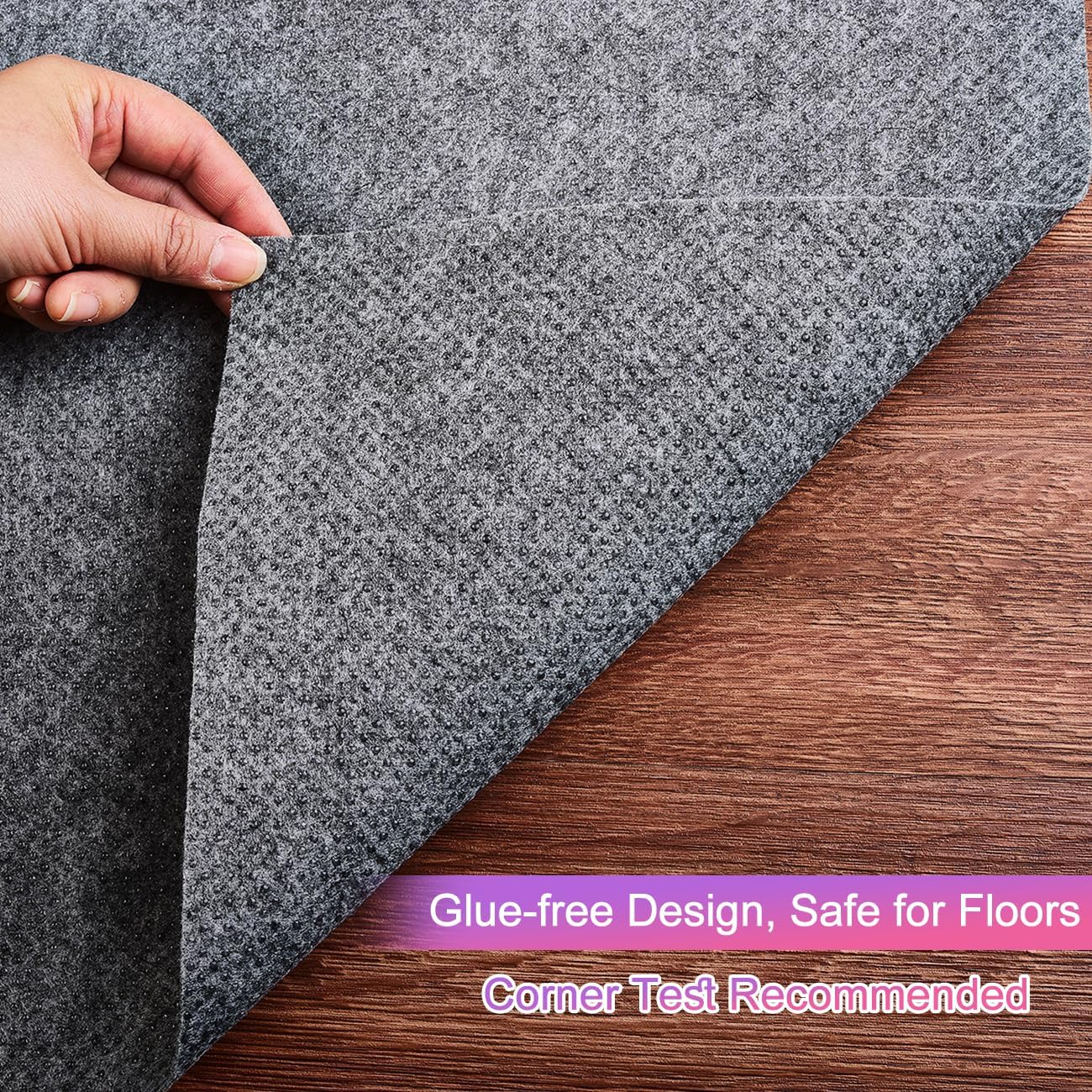 Ultra Strong Anti-Slip Rug Felt Pad 2 x 8 ft for Hardwood Floors, Non Slip Area Gripper, Thin Profile Non Skid Carpet Mat Keep Your Rugs in Place- Gray
