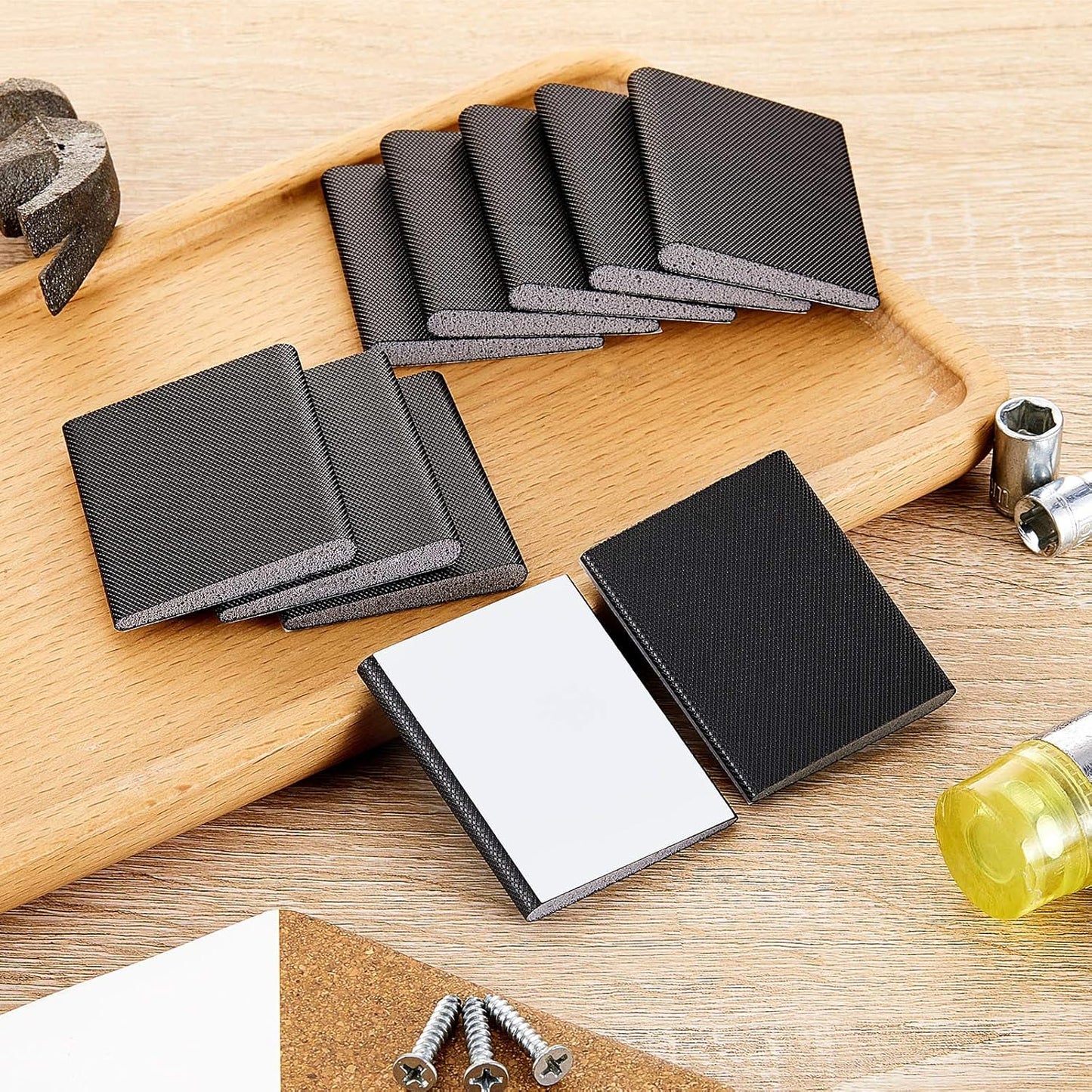 Zonon 32 Pieces Door Corner Seal Weatherstripping Exterior Door Frame Seal Draft Stopper Adhesive Corner Pads for Weather Stripping and Draft Protection (Black)