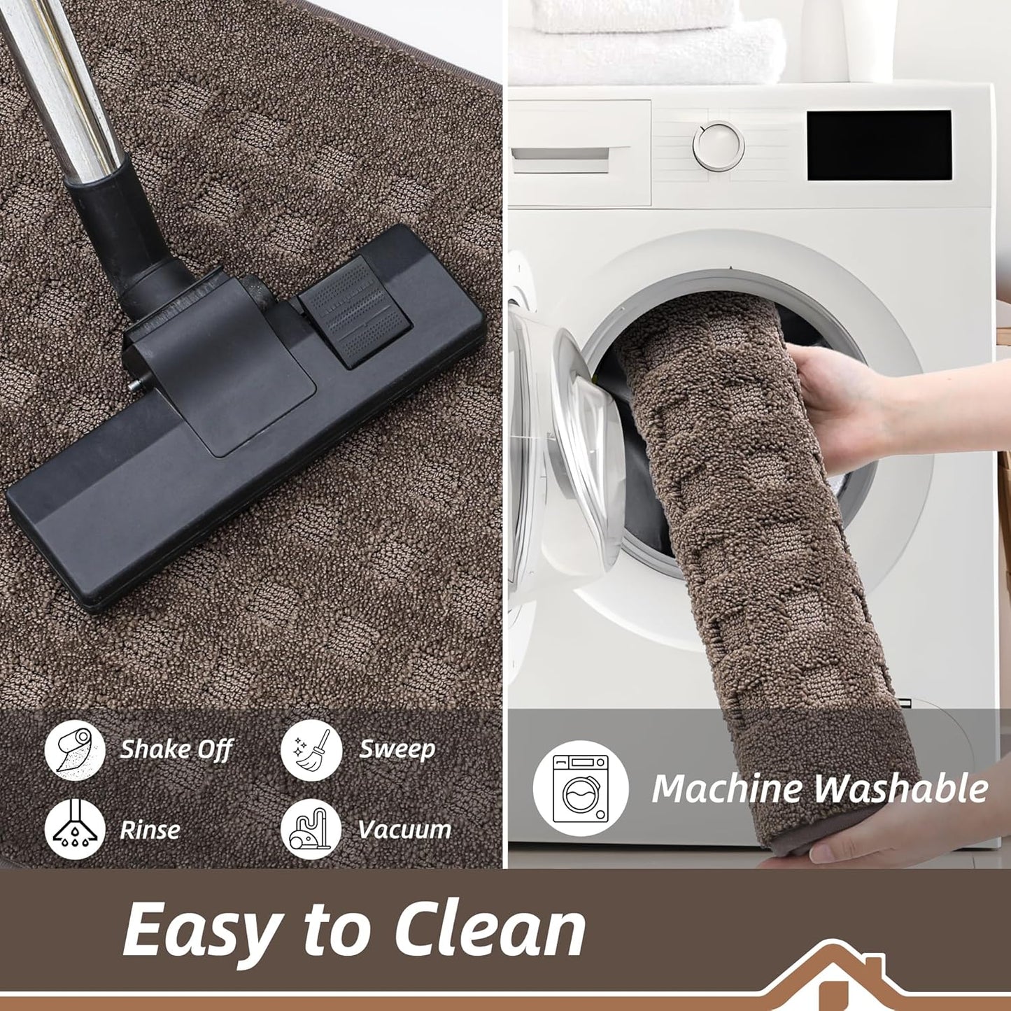 BEQHAUSE Waffle Door Mats Indoor 32"x48", Dog Mat for Muddy Paws Absorbent and Dirt Resist Floor Mats Non-Slip Washable Rugs for Entryway, Welcome Mat for Front Back Door, Muddy Wet Shoes, Brown