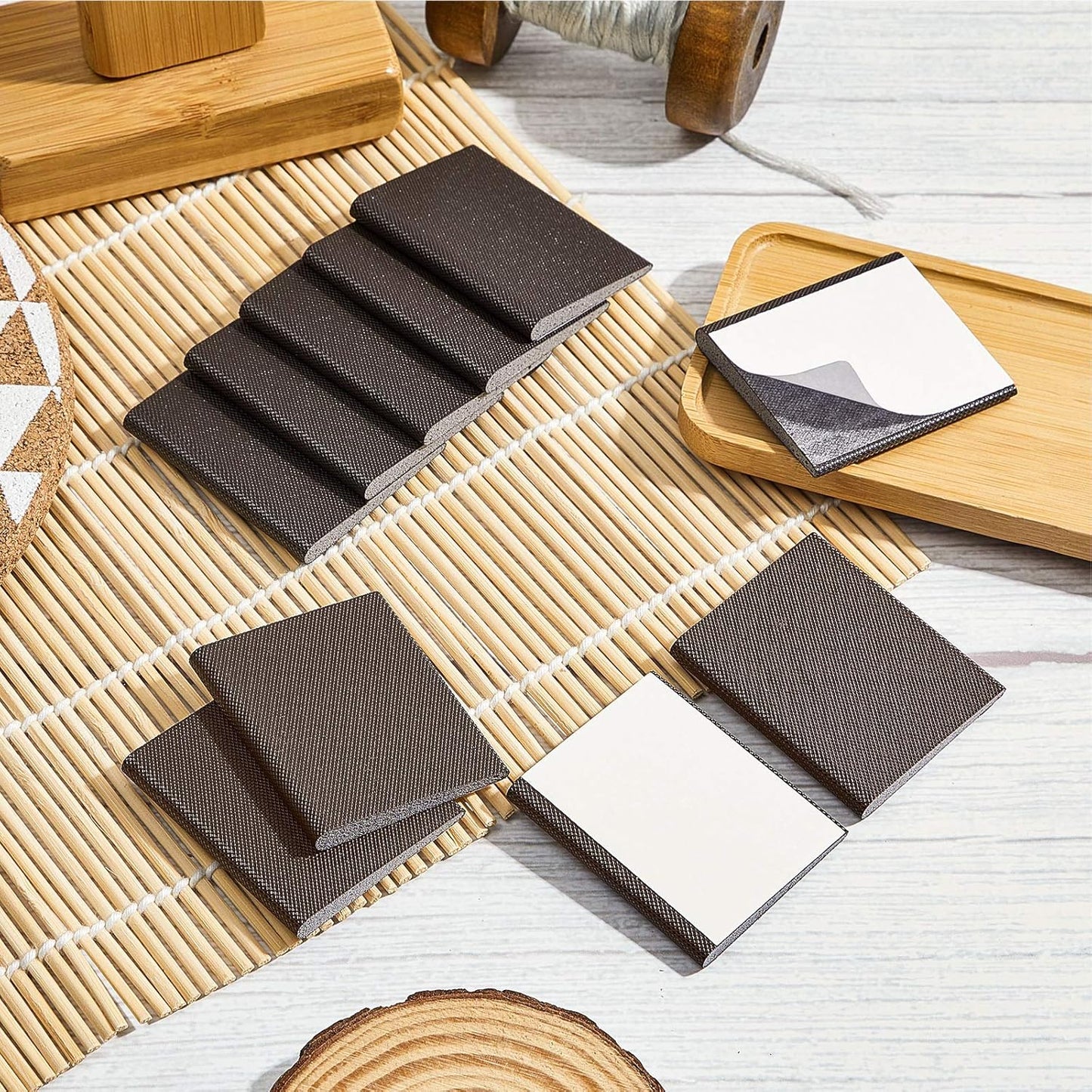 Zonon 32 Pieces Door Corner Seal Weatherstripping Exterior Door Frame Seal Draft Stopper Adhesive Corner Pads for Weather Stripping and Draft Protection (Brown)