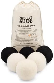 Molly's Suds Wool Dryer Balls | Natural Fabric Softener, Hypoallergenic, Reusable, Unscented, Reduce Drying Time | Large, Mixed Set of 6