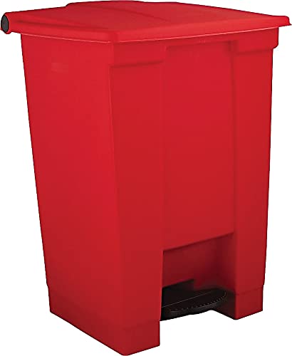 Rubbermaid Commercial Products Legacy Step-On Trash Can/Container, 12-Gallon, Red, Hands-Free Sanitary Use Garbage Can for Medical Waste in Hospitals/Lab/Emergency/Patient Rooms
