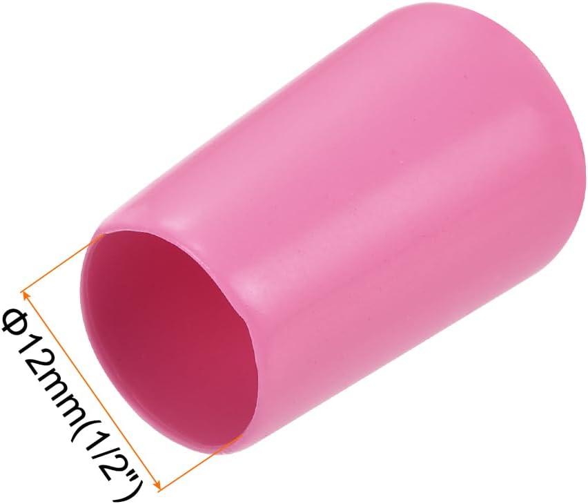 uxcell 20pcs Rubber End Caps 12mm(1/2 inch) ID Vinyl PVC Round Tube Bolt Cap Cover Screw Thread Protectors Pink