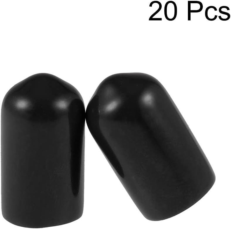 uxcell 20pcs Rubber End Caps 7.5mm ID Vinyl Round Tube Bolt Cap Cover Thread Protectors Black