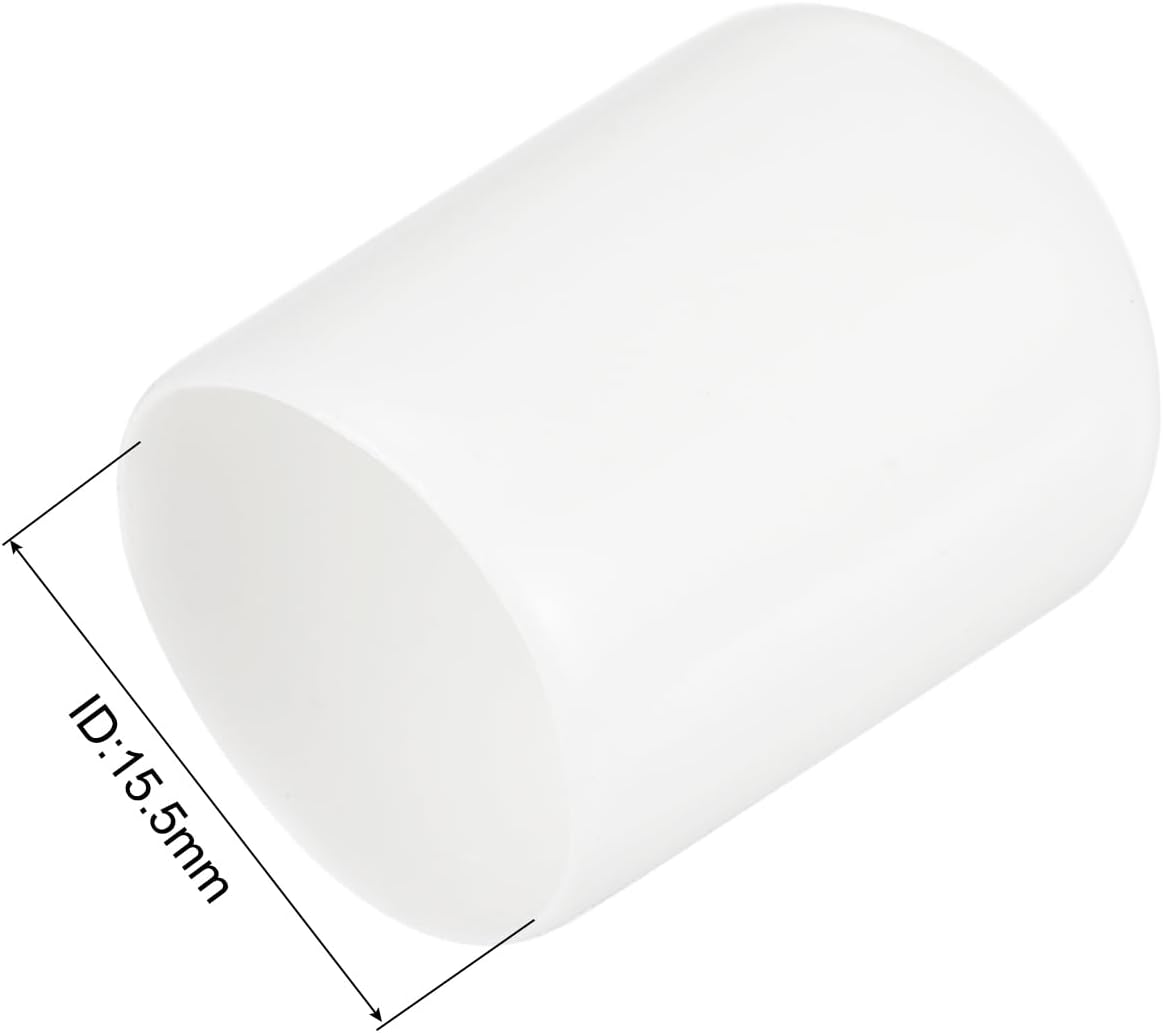 uxcell 20pcs Rubber End Caps 15.5mm ID Vinyl Round Tube Bolt Cap Cover Thread Protectors White