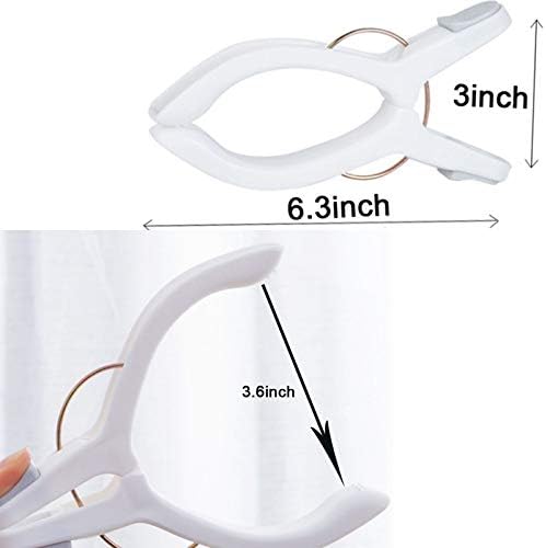 8 Pack Beach Towel Clips for Beach Chairs White Jumbo Size Towel Clamps Lounge Pool Chairs Plastic Clothes Pegs Hanging Clip Clamps Large for Cruise Vacation