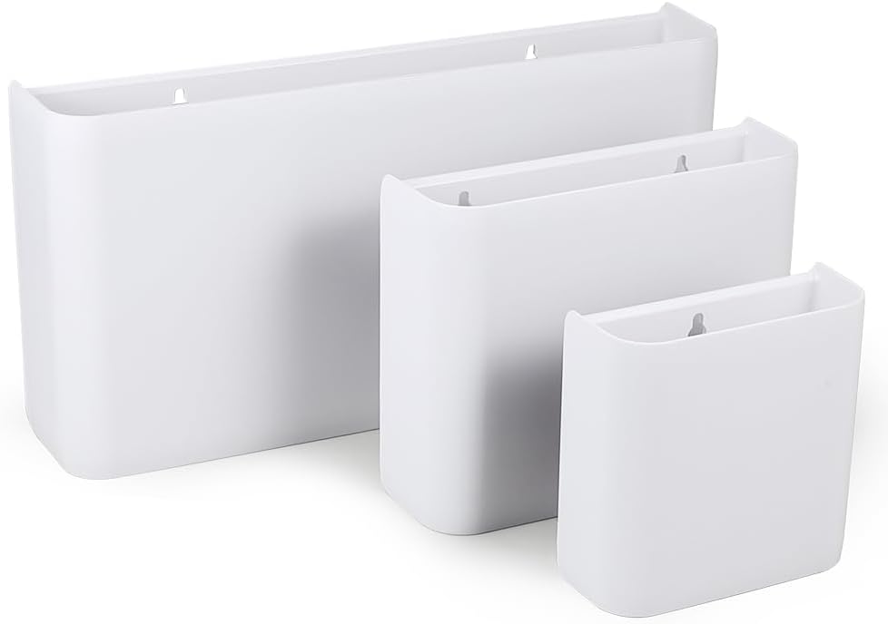 Picowe 3 PCS Magnetic Laundry Storage, Magnetic Storage Box for Laundry Room, Kitchen, Bathroom, Office, Space-Saving Trash Container Hanging on Dryer, Washer or Wall Mount Trash Bin (White)