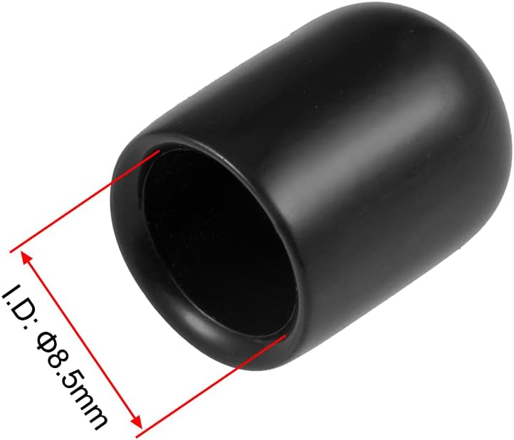 uxcell 20pcs Rubber End Caps 8.5mm ID Vinyl Round Tube Bolt Cap Cover Thread Protectors Black