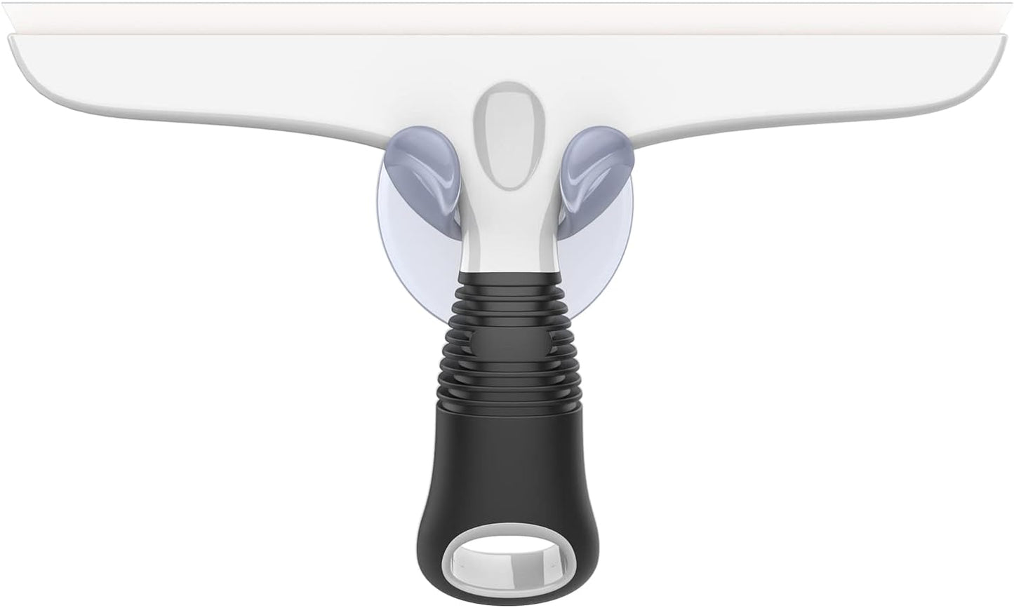 MR.SIGA Multi-Purpose Silicon Squeegee for Window, Glass, Shower Door, Car Windshield, Heavy Duty Window Scrubber, Includes Suction Hook, 10 inch, White & Black, 1 Pack