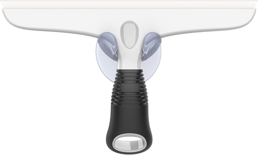 MR.SIGA Multi-Purpose Silicon Squeegee for Window, Glass, Shower Door, Car Windshield, Heavy Duty Window Scrubber, Includes Suction Hook, 10 inch, White & Black, 1 Pack