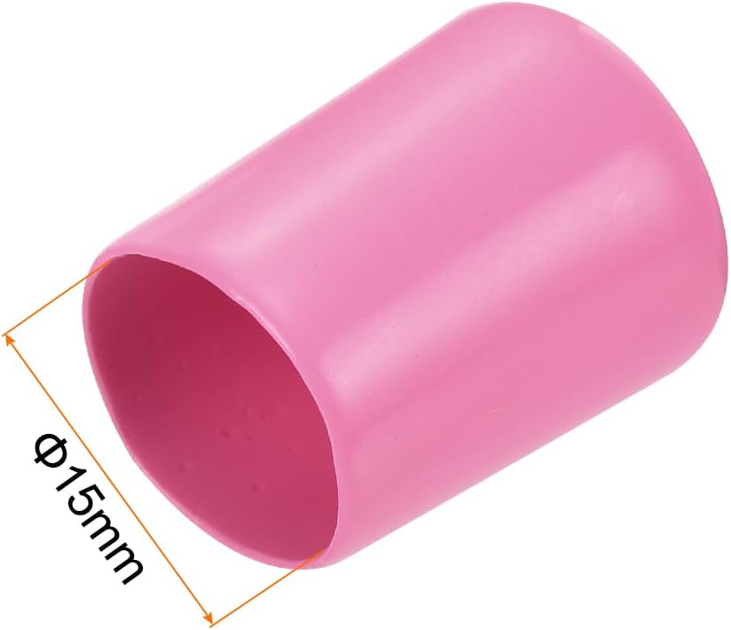 uxcell 20pcs Rubber End Caps 15mm ID Vinyl PVC Round Tube Bolt Cap Cover Screw Thread Protectors Pink