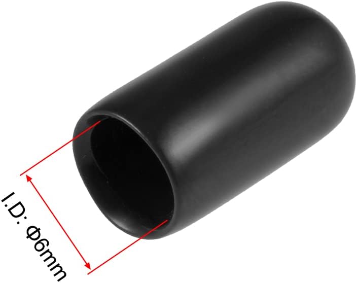 uxcell 20pcs Rubber End Caps 1/4"(6mm) ID Vinyl Round Tube Bolt Cap Cover Thread Protectors Black