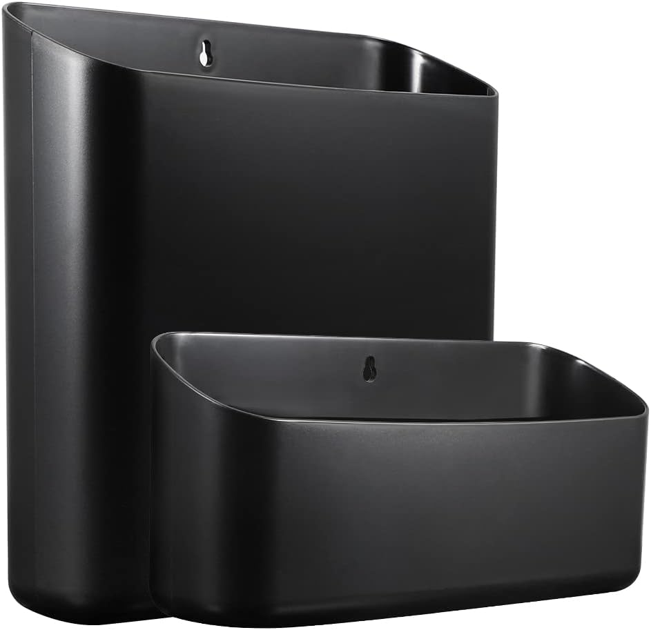 Picowe Magnetic Laundry Storage, Large Lint Holder Bin for Laundry Room, Space-Saving Trash Container Hanging on Dryer, Washer or Wall Mount Trash Bin (Black)