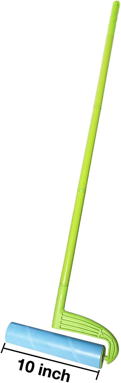 Leo 10-Inch Wide Lint Roller with Extendable Handle, Includes 1 Refill (25 Sheets), Extra Sticky for Pet Hair, Carpet & Floor Cleaning (1 Mega Roller)