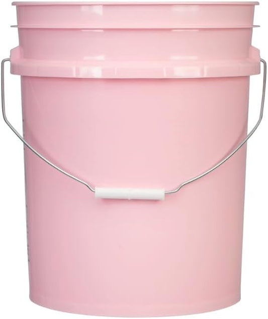 House Naturals Food Grade 5 Gallon Pink Bucket Container- Made in USA. Bucket only, no lid.