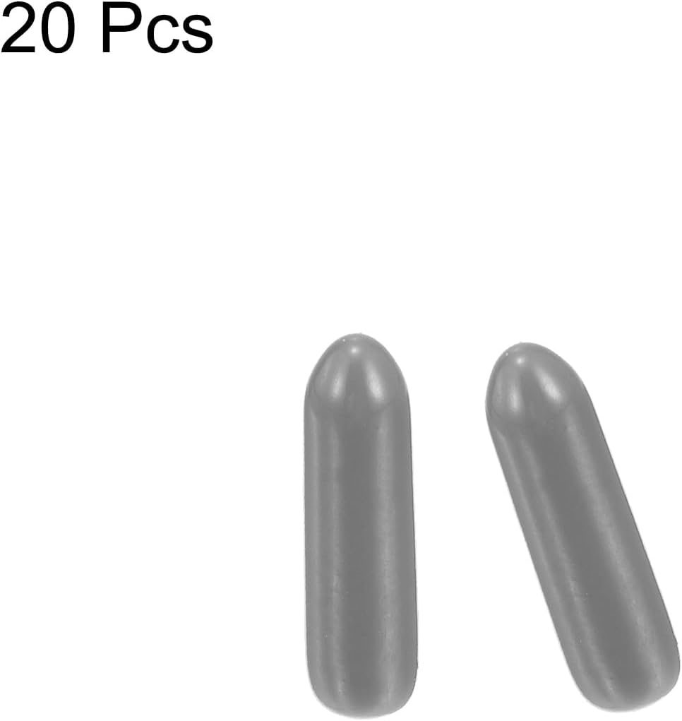 uxcell 20pcs Rubber End Caps Protective Caps 2.5mm ID Vinyl PVC Round Tube Bolt Cap Cover Screw Thread Protectors, Light Grey