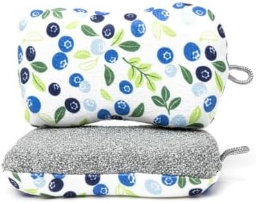 MÜkitchen Premium Microfiber Sponge Set for Dishes and Cleaning, 2 Pack, Printed (Blueberries)