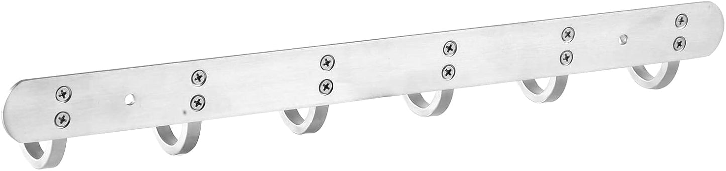 Coat Hook Wall Mount Towel Rack with 6 Hooks Hanger for Hanging Clothes, Bags, Keys, and Towels Bathroom, Entryway, Door, 304 Stainless Steel Brushed Nickel