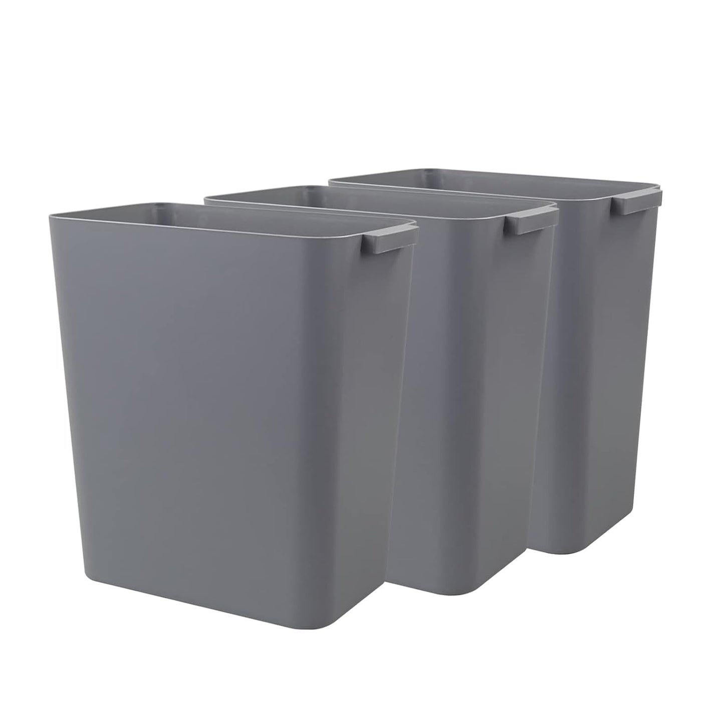 3-Pack Gray 4.5 Gallon Plastic Trash Can Wastebasket, Garbage Container Bin